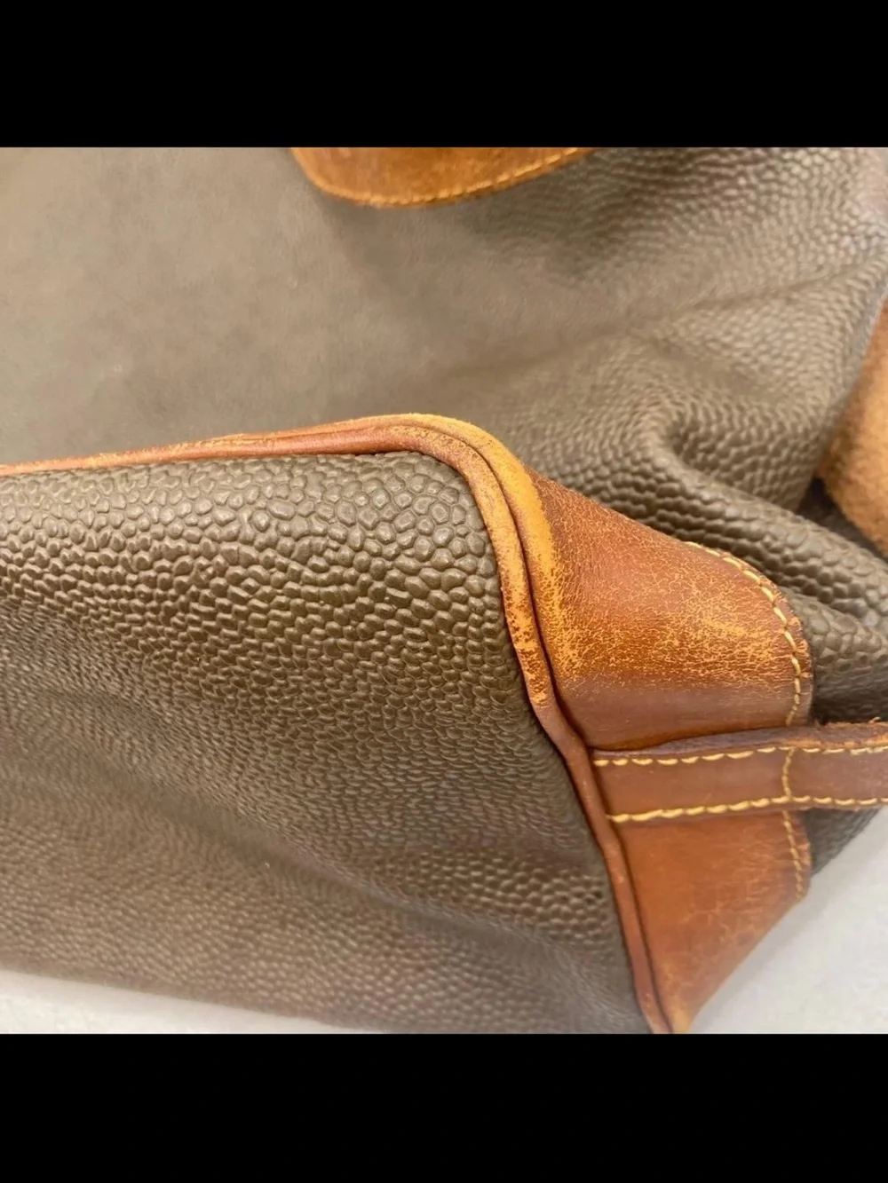 Mulberry Olive Green and Brown Leather Drawstring Shoulder Bag